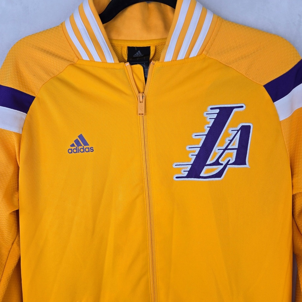 Los Angeles Lakers Adidas On Court Warmup Jacket Rare 2014-15 Kobe Shaq Mens S - Picture 2 of 8